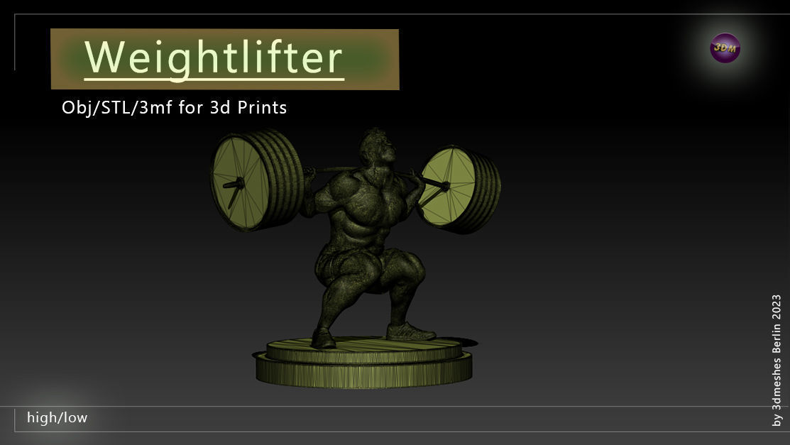 Weightlifter Statue for 3D print  3D print model_10