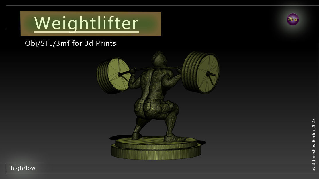 Weightlifter Statue for 3D print  3D print model_1