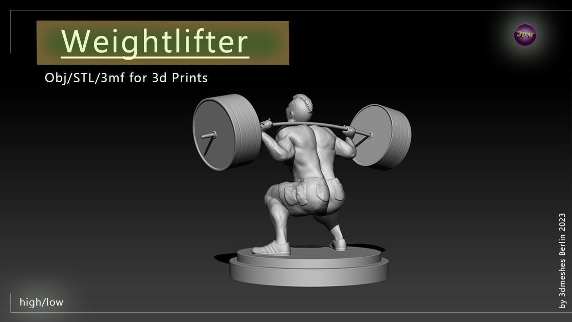 Weightlifter Statue for 3D print  3D print model_19