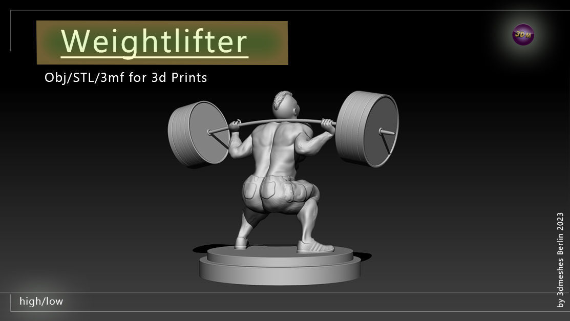 Weightlifter Statue for 3D print  3D print model_20