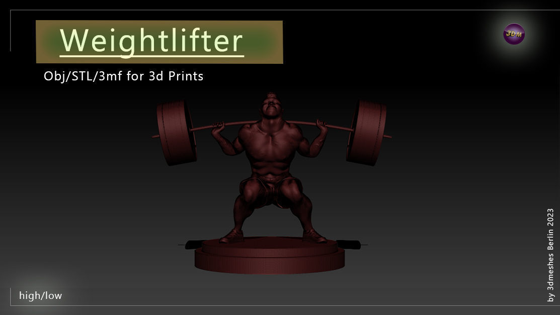 Weightlifter Statue for 3D print  3D print model_23