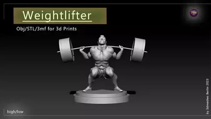 Weightlifter Statue for 3D print  3D print model