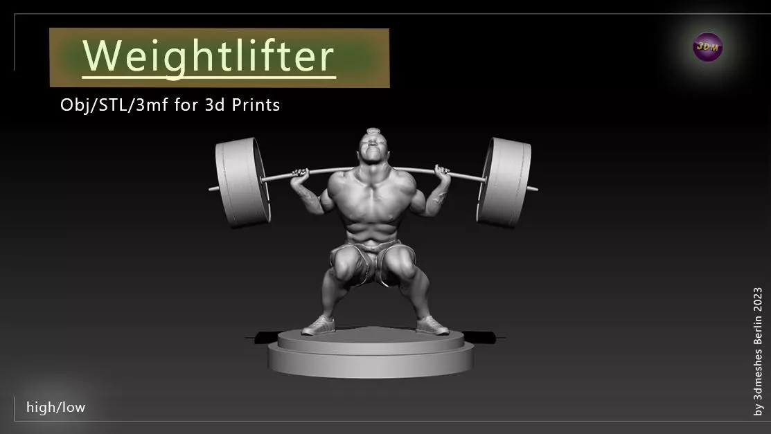 Weightlifter Statue for 3D print  3D print model_0