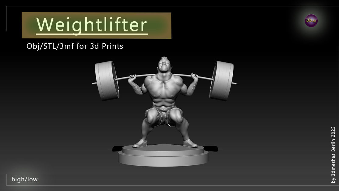 Weightlifter Statue for 3D print  3D print model_22