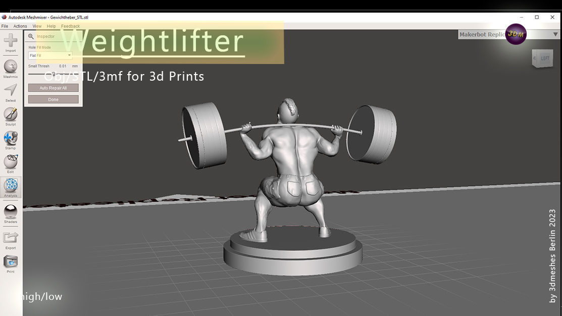 Weightlifter Statue for 3D print  3D print model_5