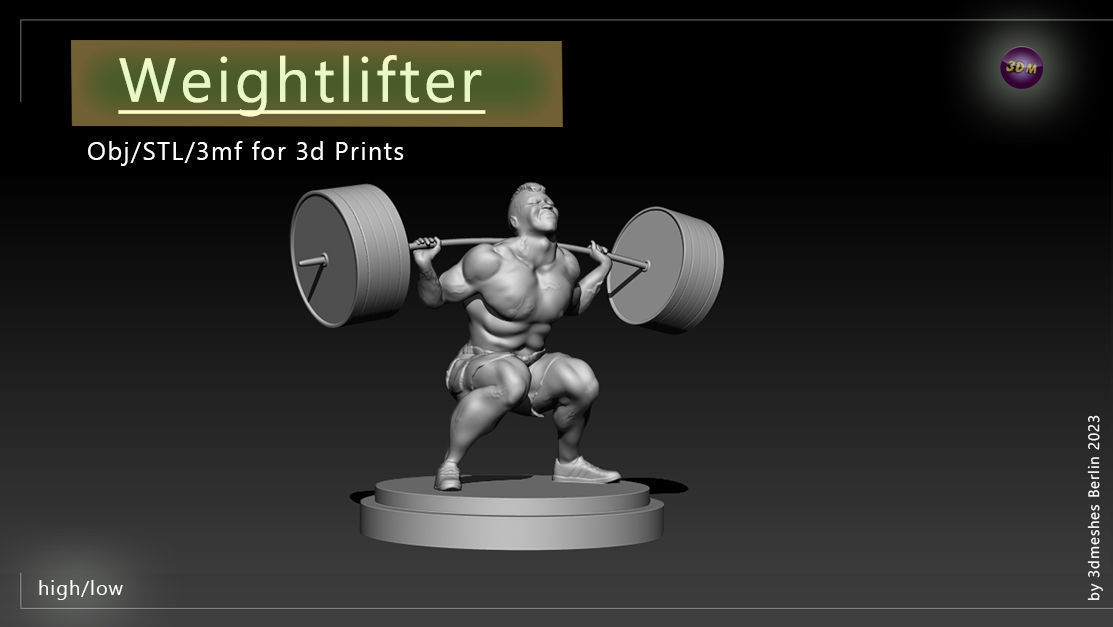 Weightlifter Statue for 3D print  3D print model_14