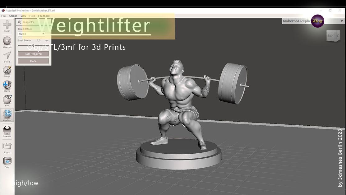 Weightlifter Statue for 3D print  3D print model_6