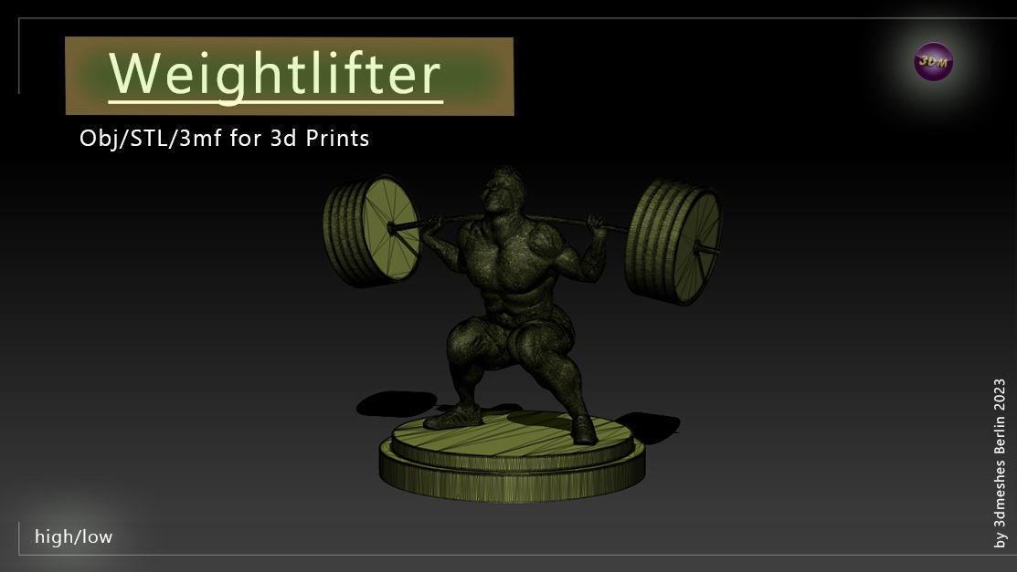 Weightlifter Statue for 3D print  3D print model_12
