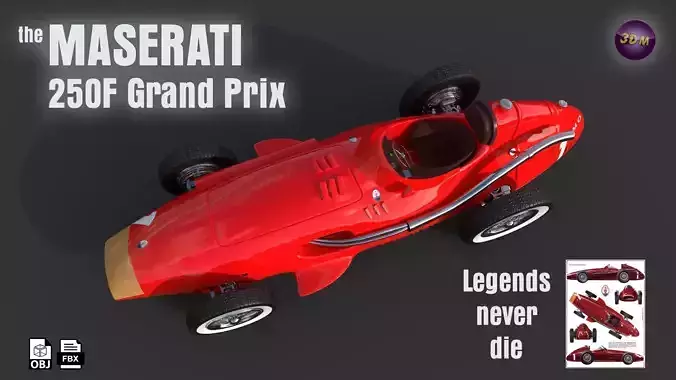Maserati 250F Grand Prix - PBR Low-poly 3D model