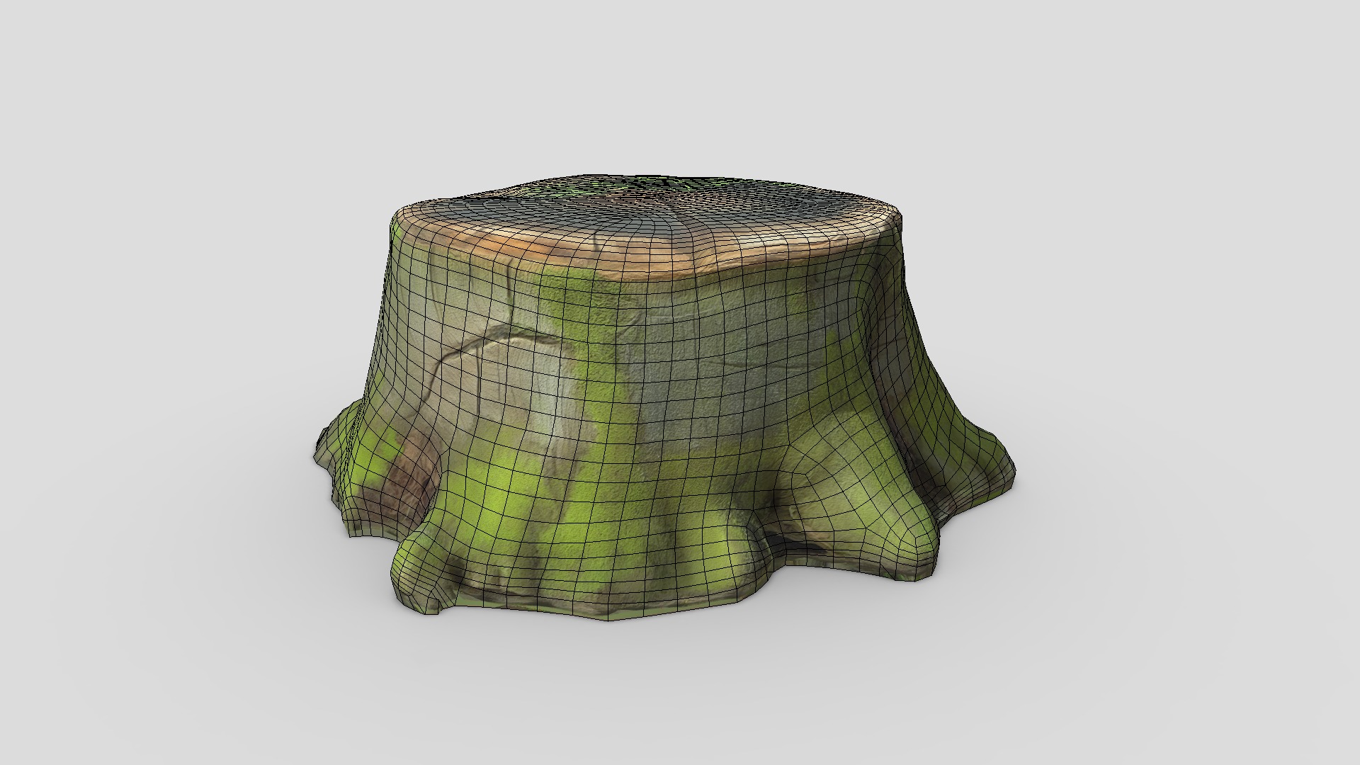 Tree Stump Mossy Low-poly 3D model_4