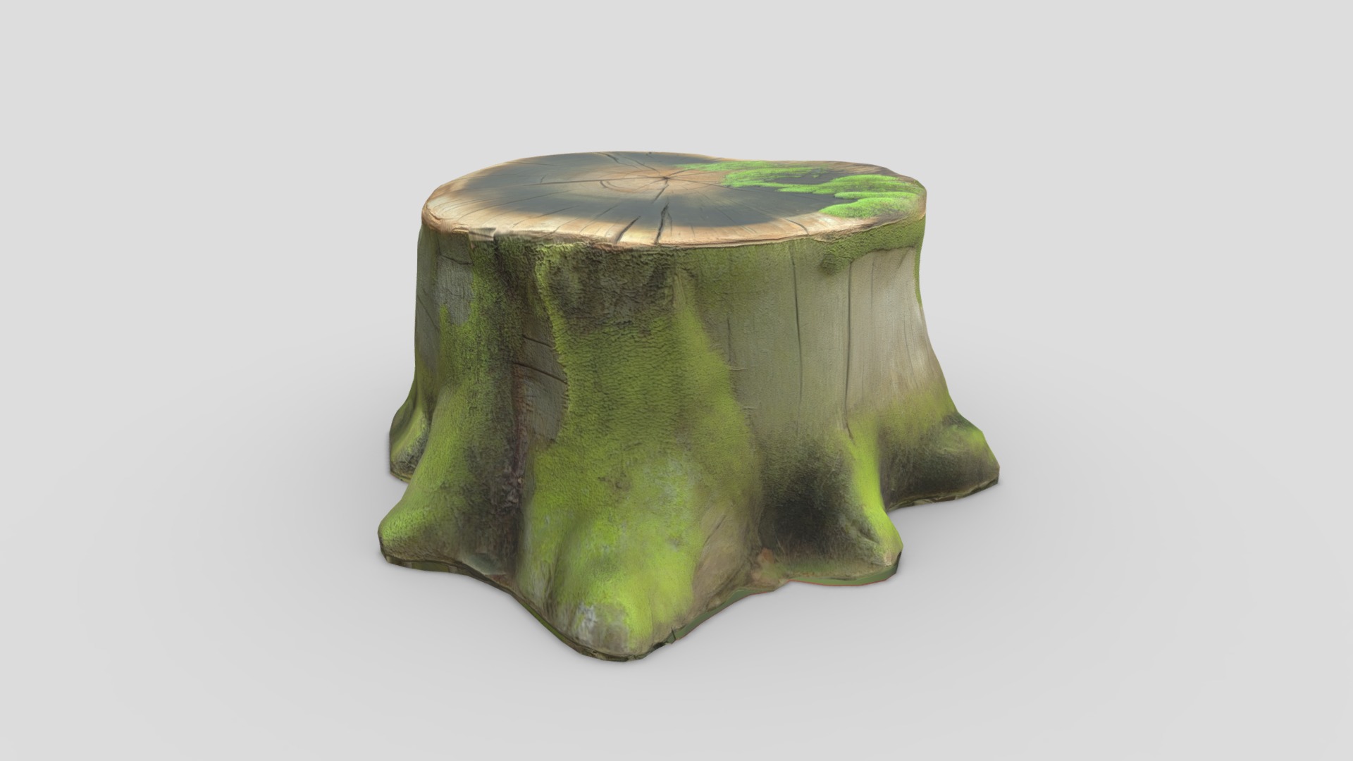 Tree Stump Mossy Low-poly 3D model_5