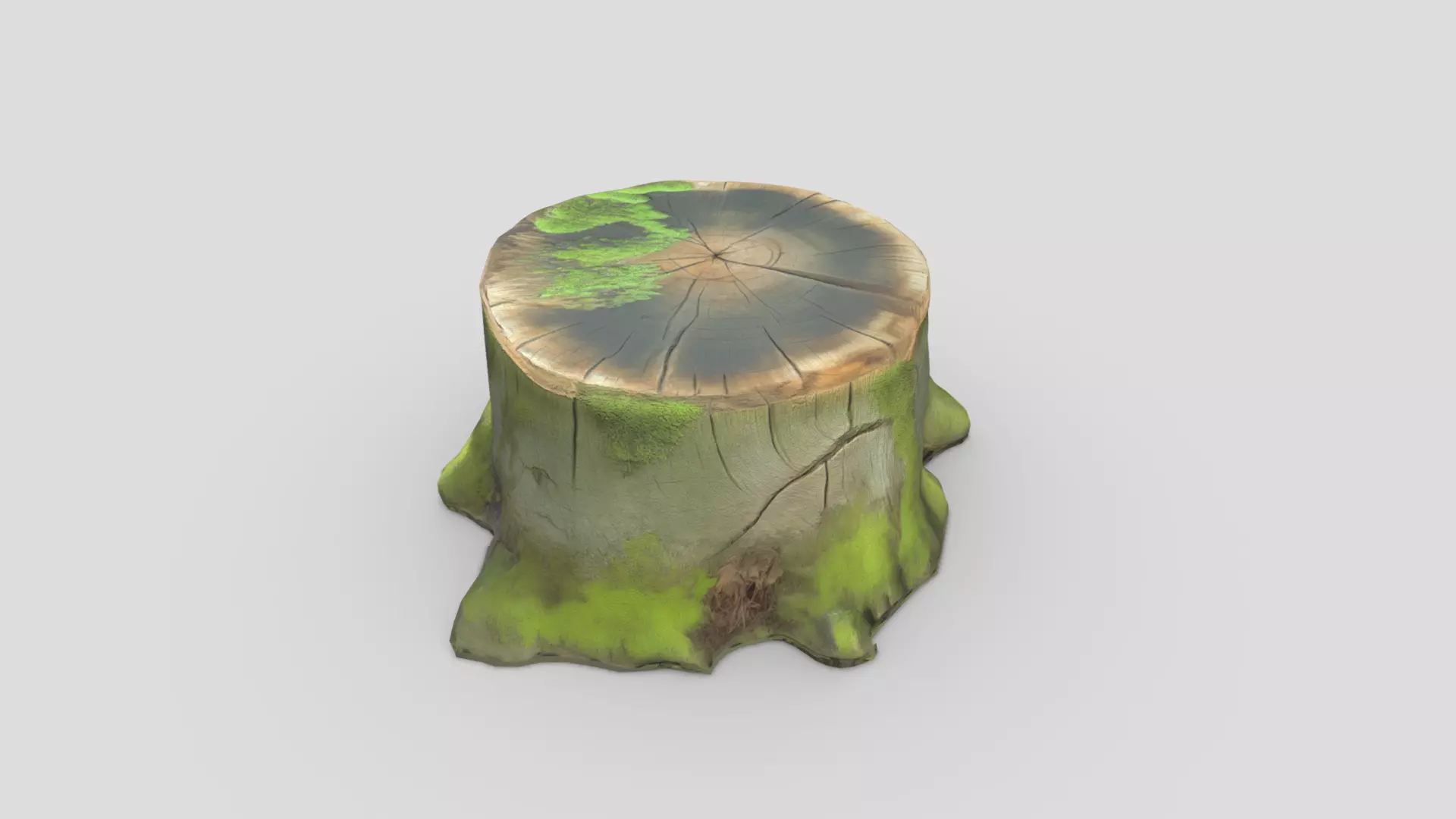 Tree Stump Mossy Low-poly 3D model_0