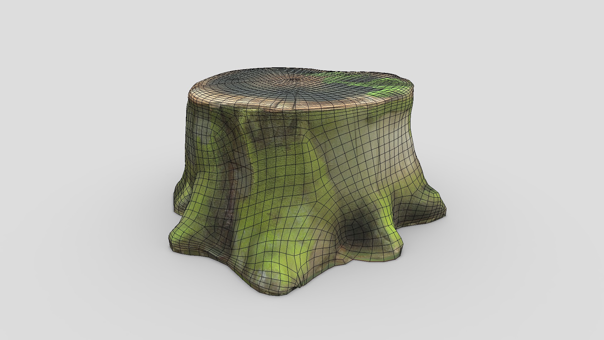 Tree Stump Mossy Low-poly 3D model_6