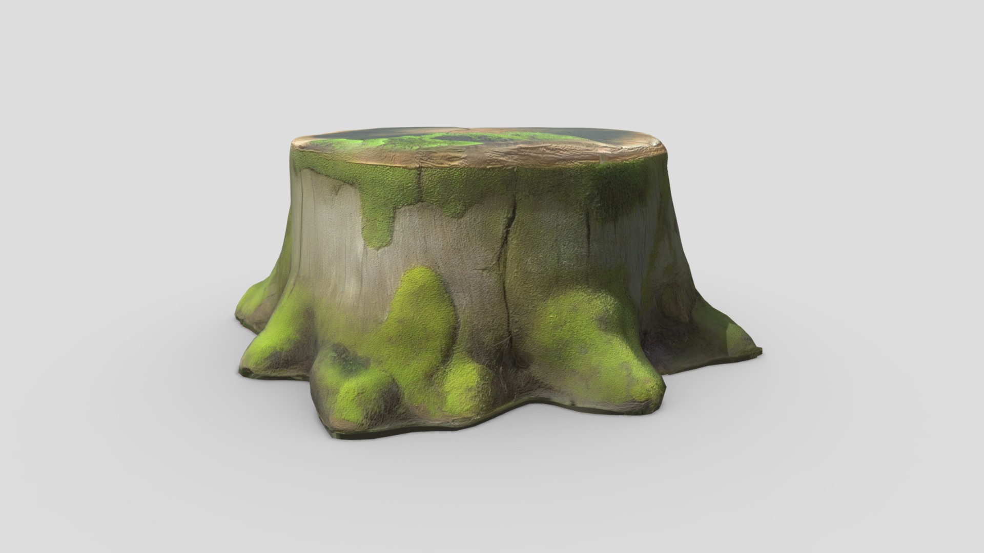 Tree Stump Mossy Low-poly 3D model_7