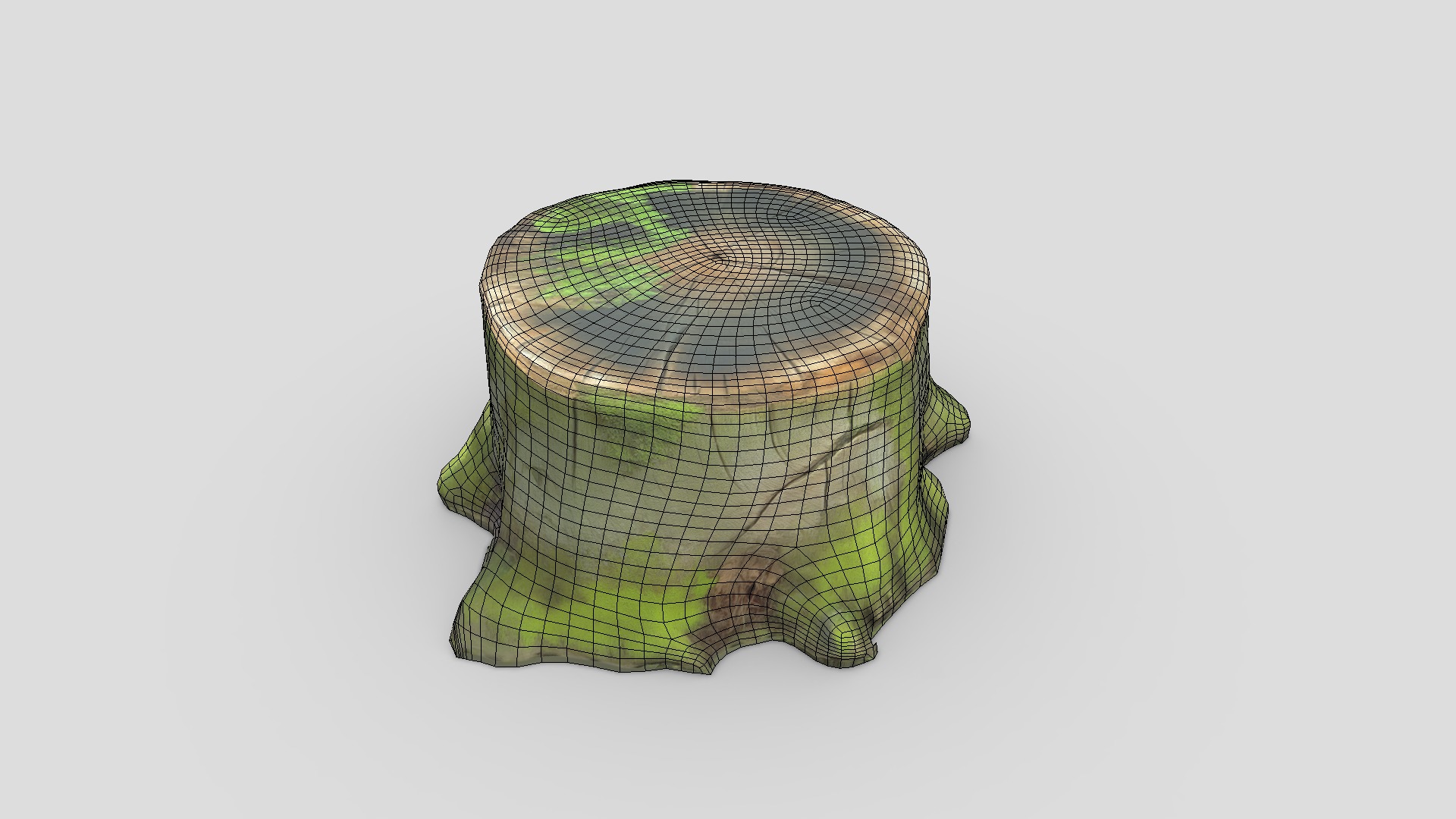 Tree Stump Mossy Low-poly 3D model_2