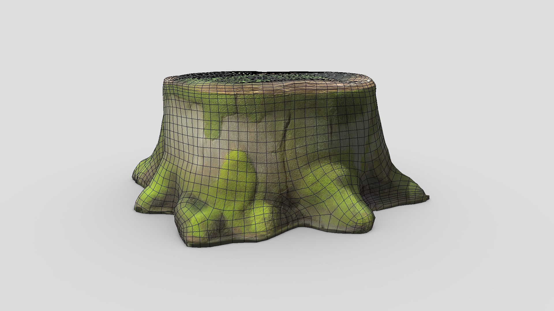 Tree Stump Mossy Low-poly 3D model_8