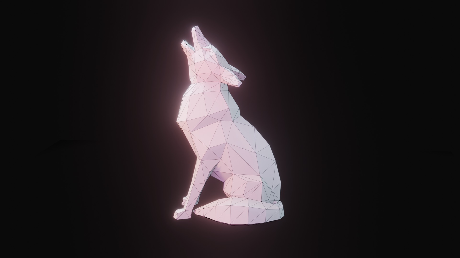 Polygonal Howling Wolf Low-poly 3D model_13