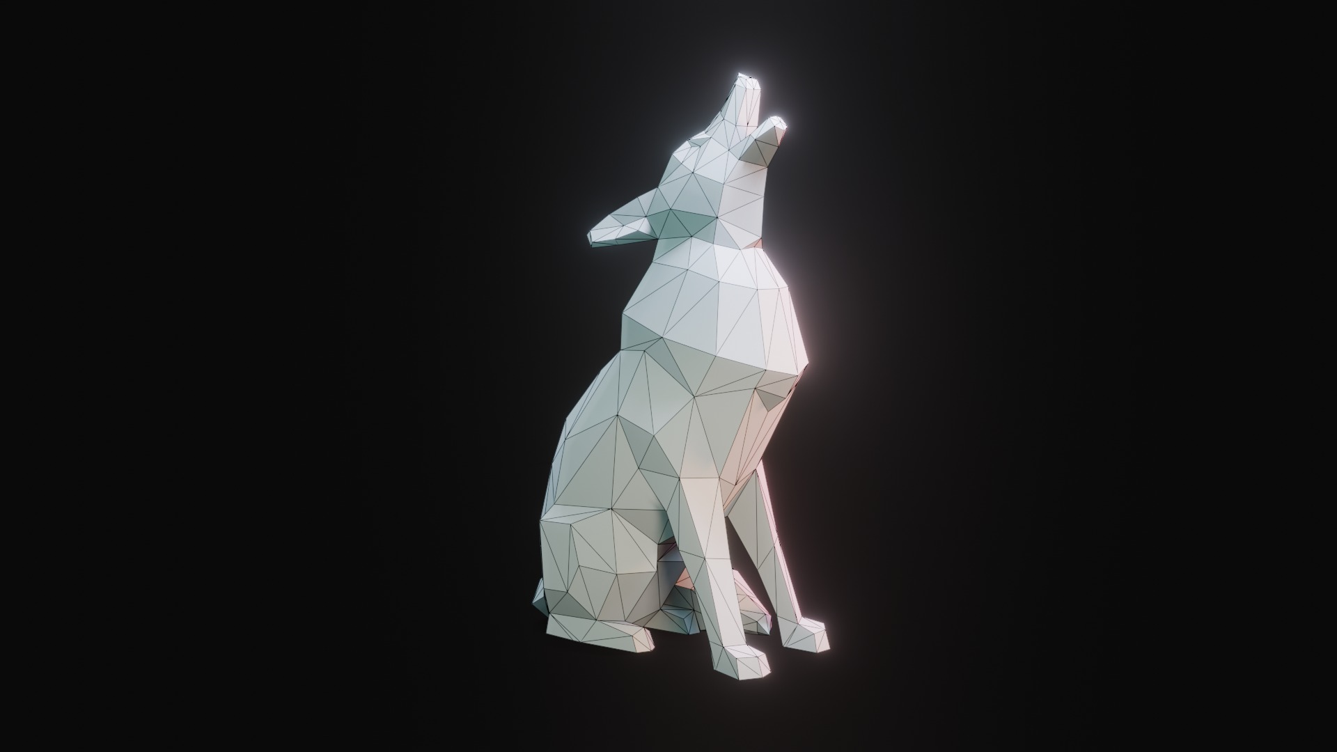 Polygonal Howling Wolf Low-poly 3D model_14