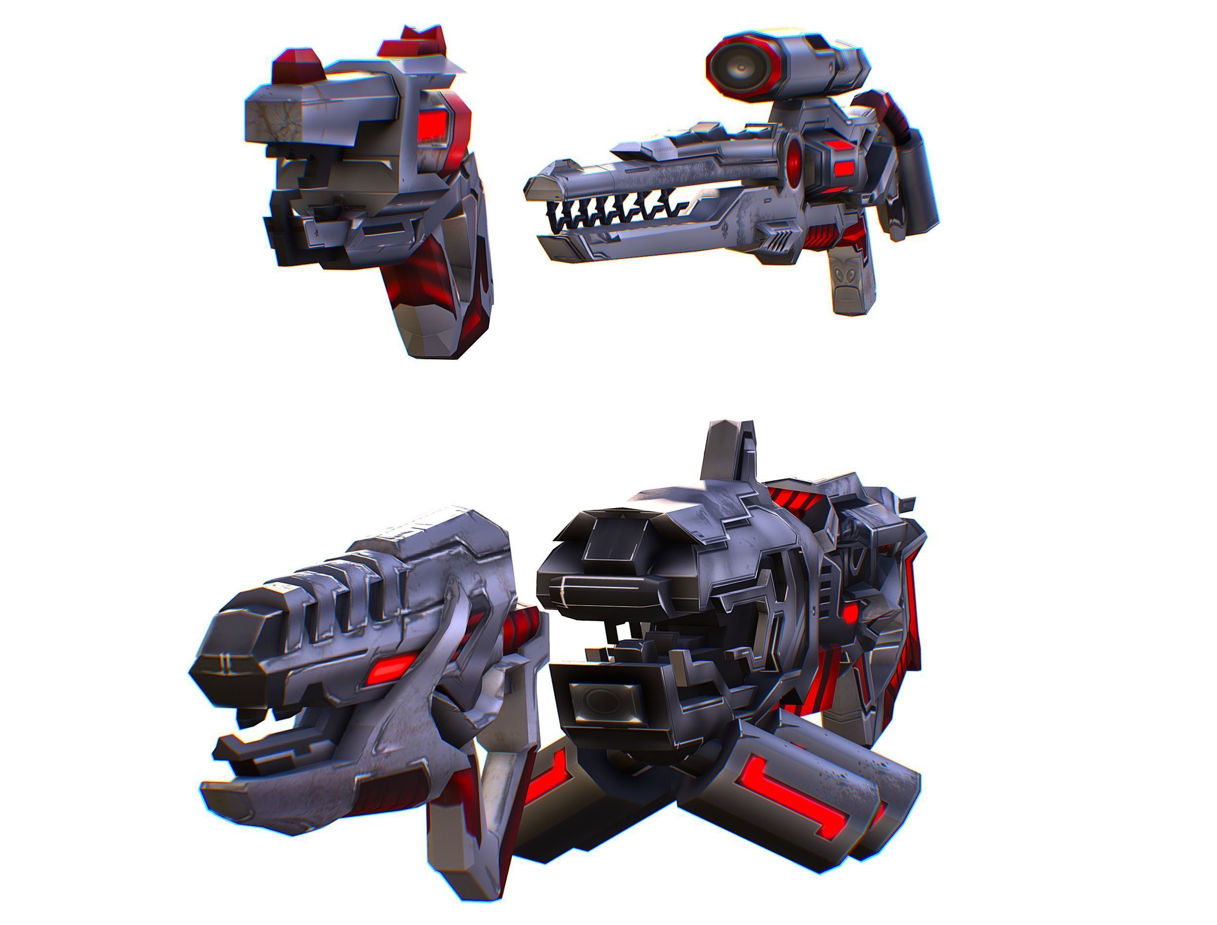 Weapons Set 4 Gun Pistol Assault rifle Sniper rifle machine gun 3D Model Collection_5