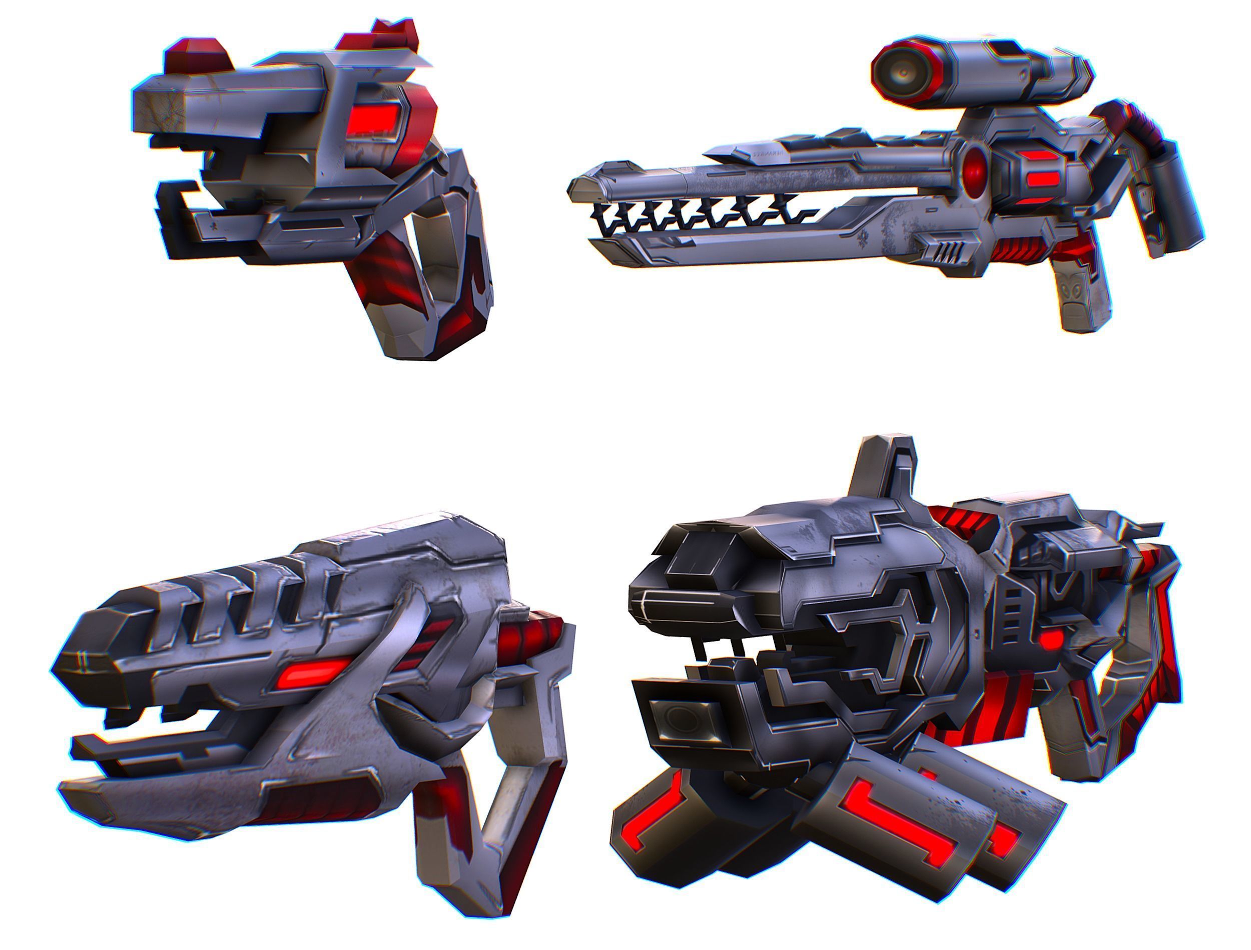 Weapons Set 4 Gun Pistol Assault rifle Sniper rifle machine gun 3D Model Collection_6