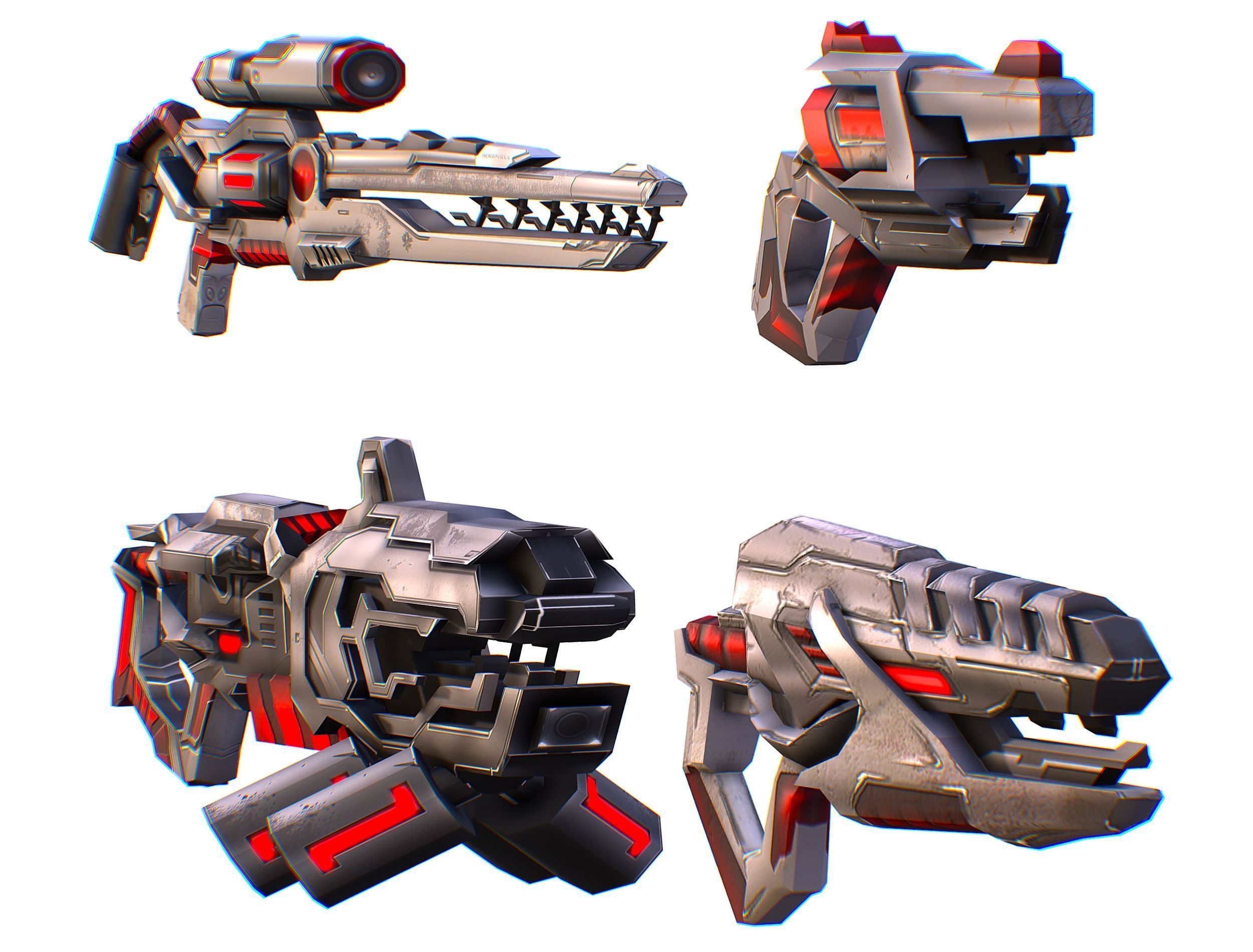 Weapons Set 4 Gun Pistol Assault rifle Sniper rifle machine gun 3D Model Collection_1