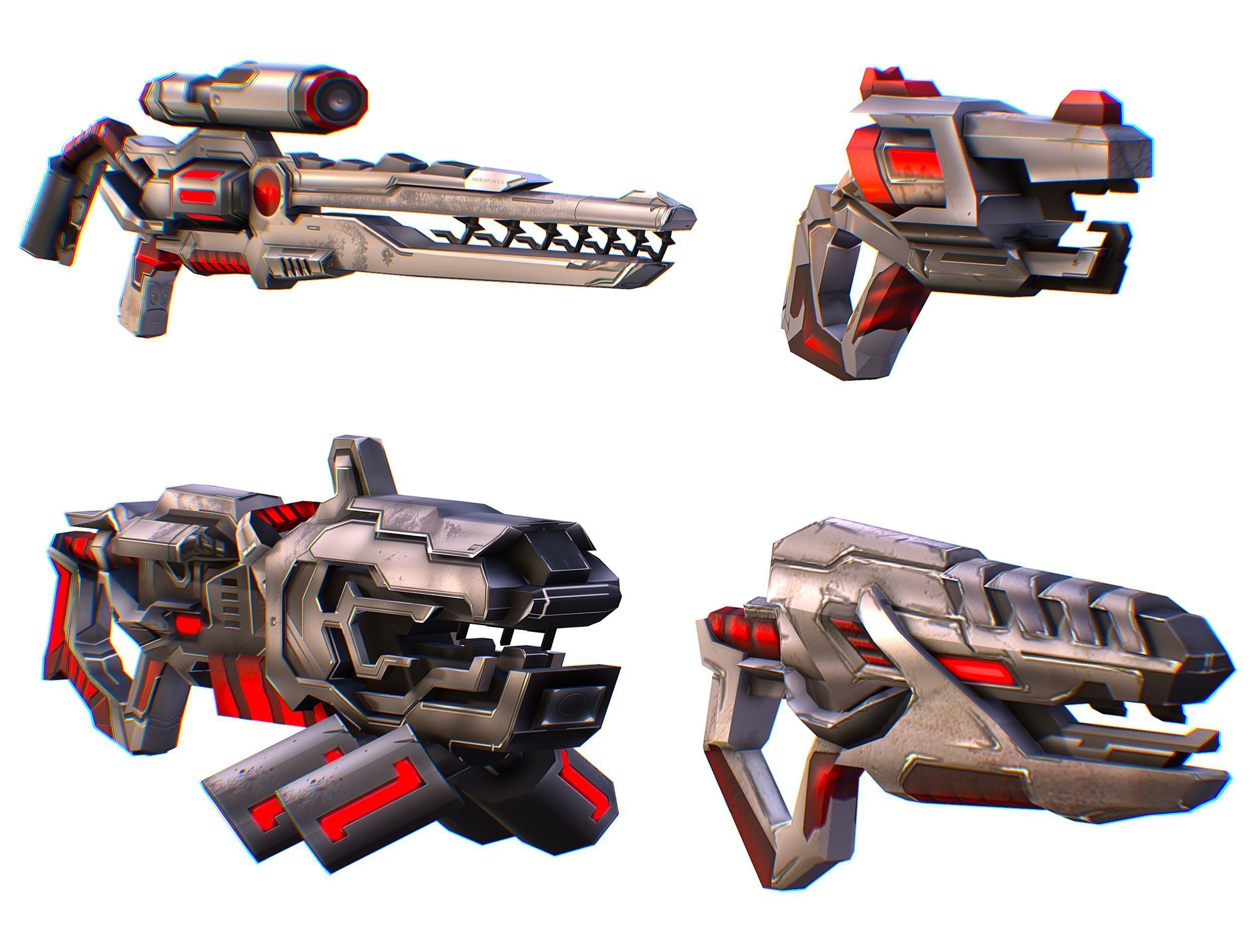 Weapons Set 4 Gun Pistol Assault rifle Sniper rifle machine gun 3D Model Collection_2