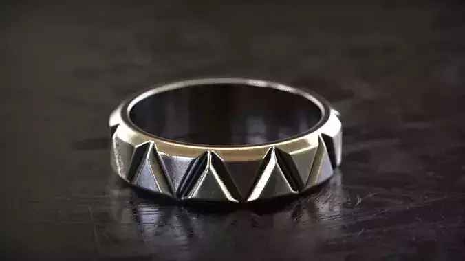 Mens Faceted Triangle Band Ring  3D print model