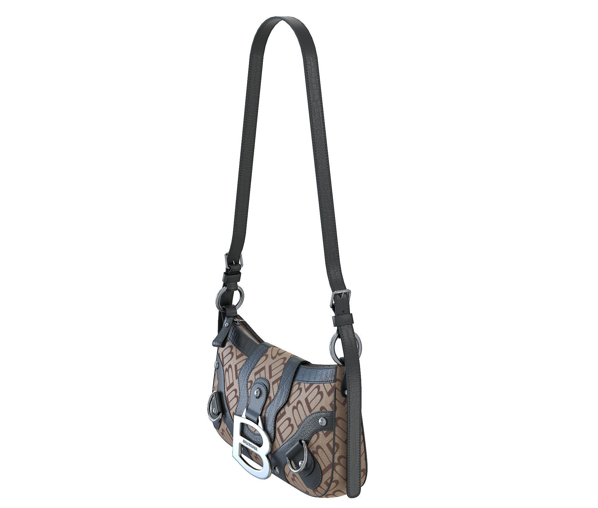 Balenciaga Essex Small Shoulder Bag Low-poly 3D model_11