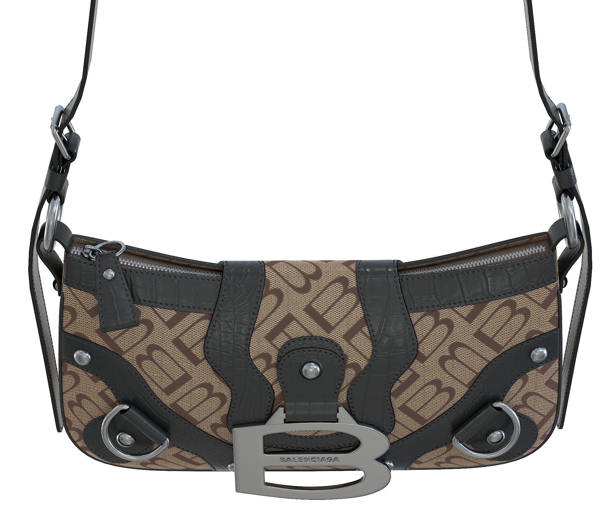 Balenciaga Essex Small Shoulder Bag Low-poly 3D model_17