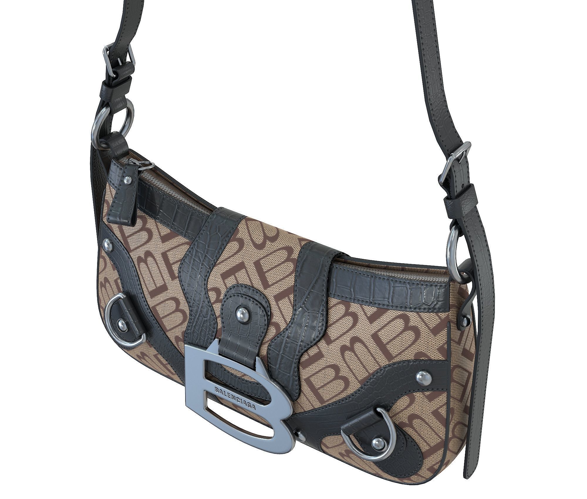 Balenciaga Essex Small Shoulder Bag Low-poly 3D model_13