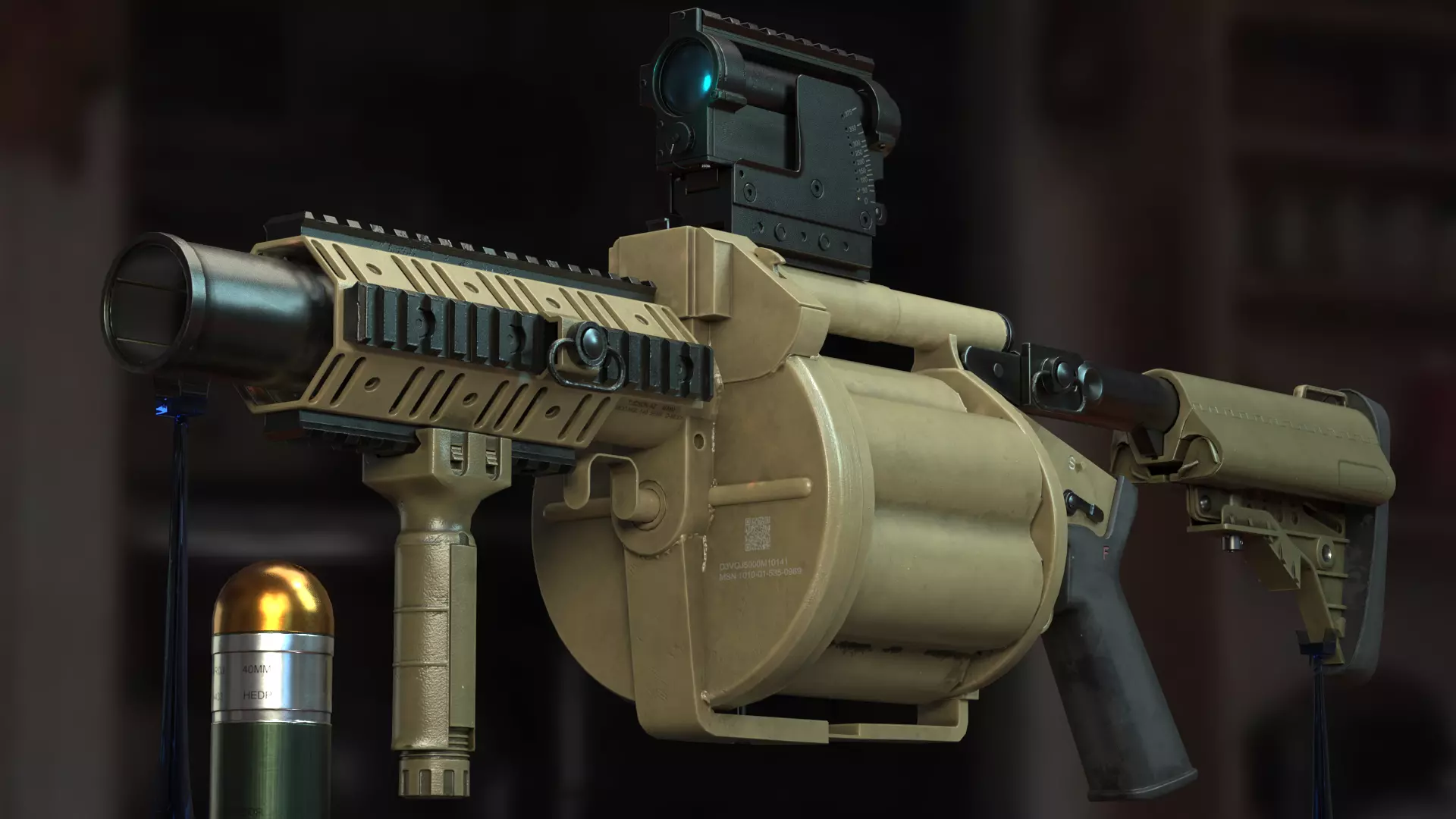 Milkor MGL-140 Low-poly 3D model Low-poly 3D model_0