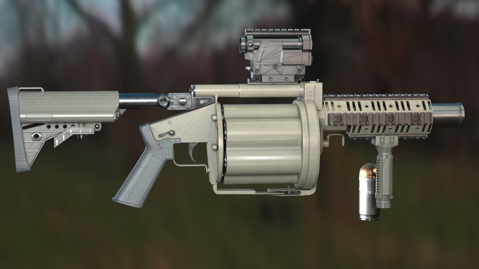 Milkor MGL-140 Low-poly 3D model Low-poly 3D model_14