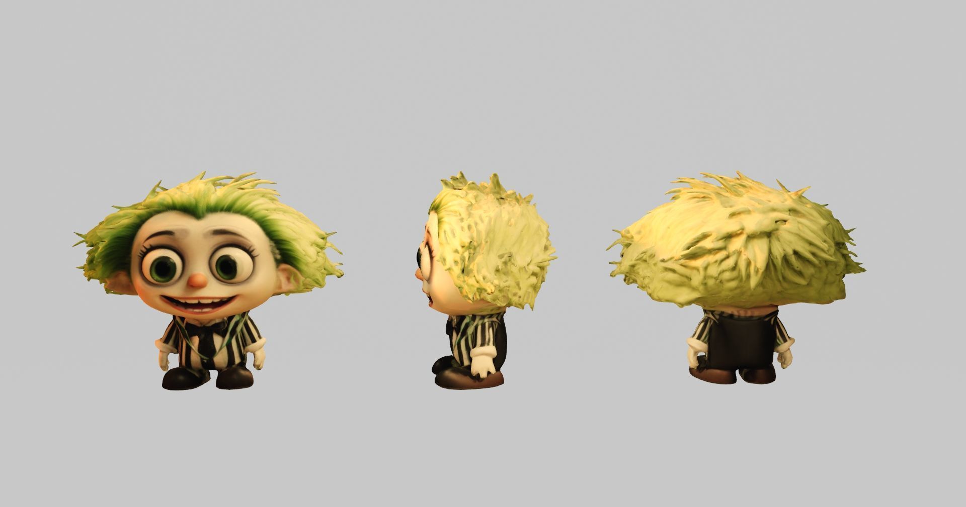 Beetlejuice Doll Chibi Low-poly 3D model_2