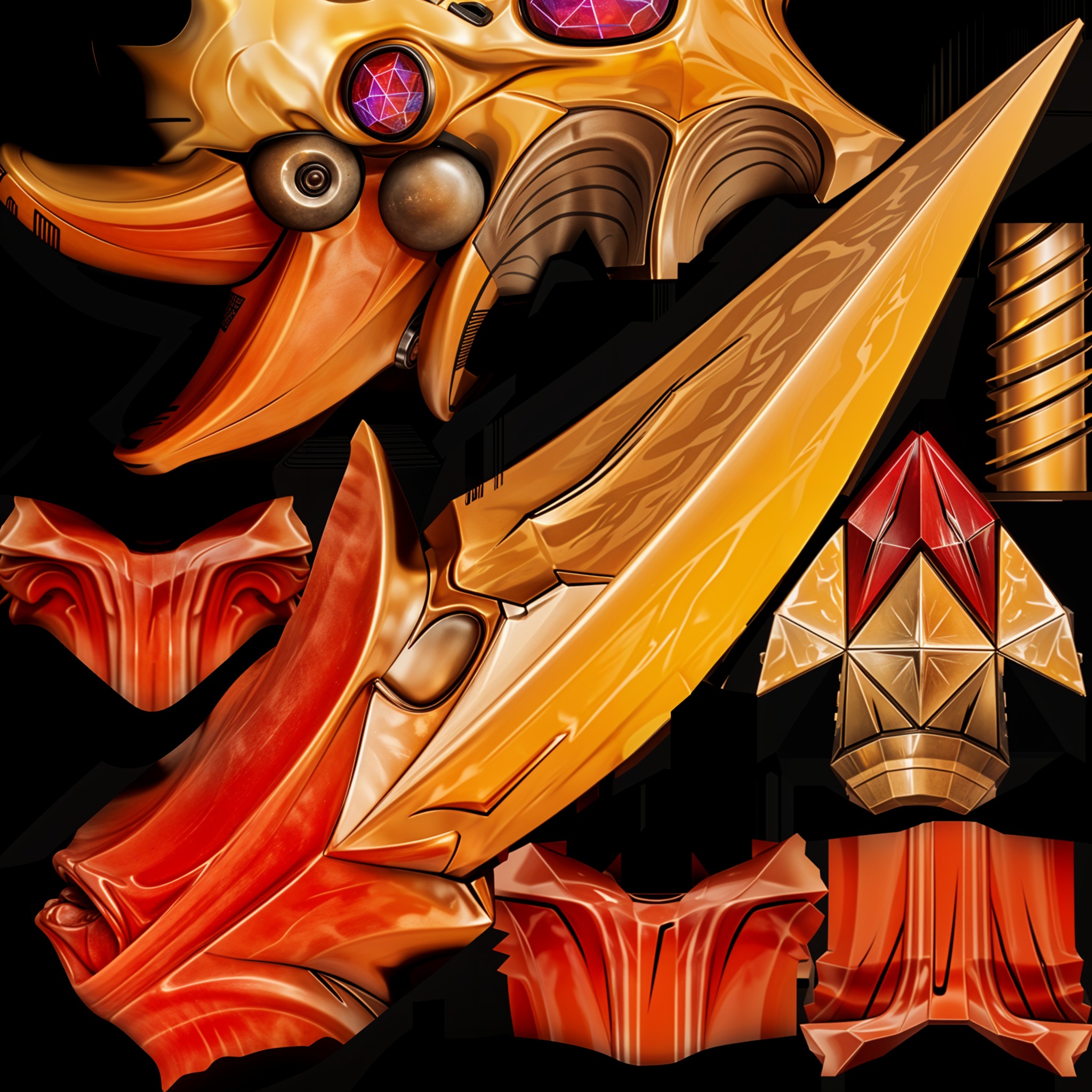 Lowpoly Demonic Sword Skull on Hilt Vector Style Low-poly 3D model_22