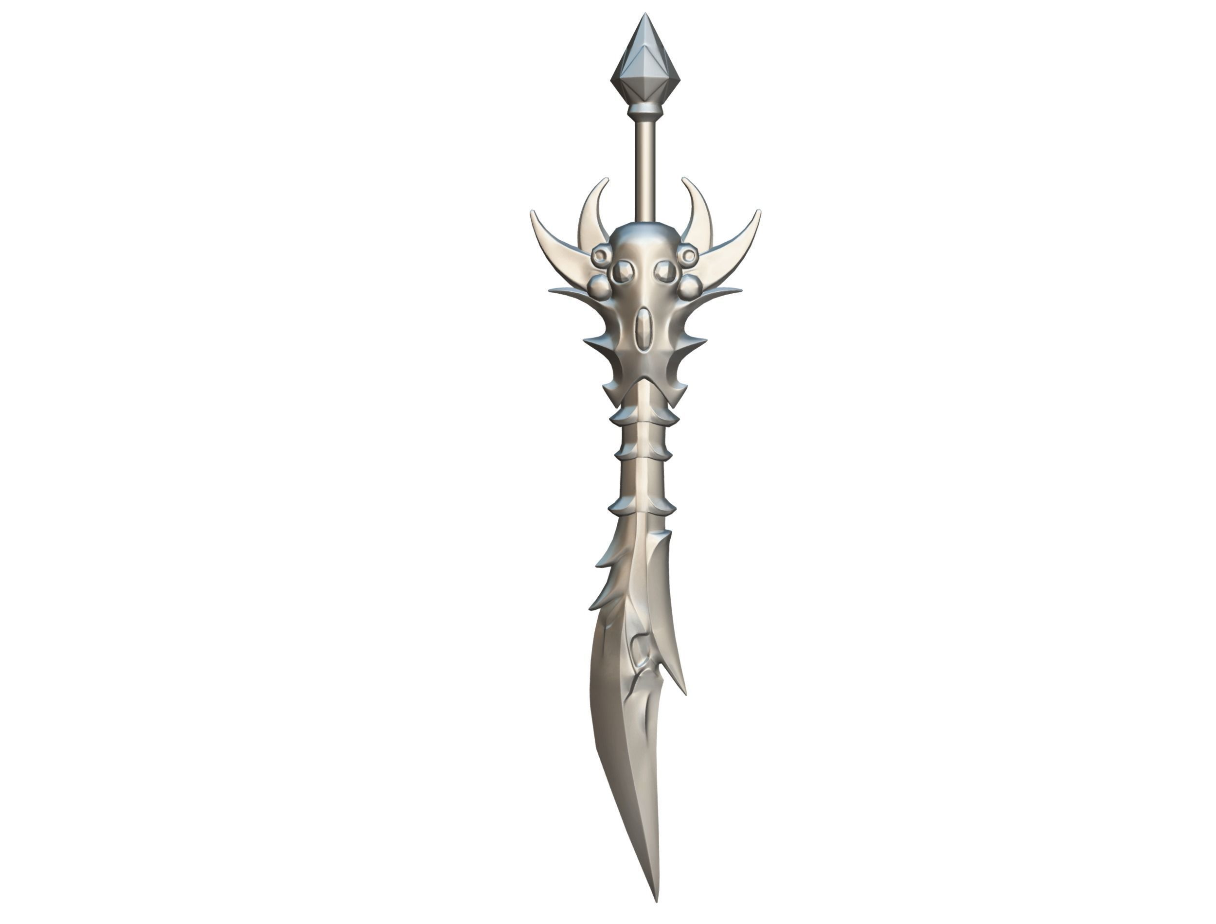 Lowpoly Demonic Sword Skull on Hilt Vector Style Low-poly 3D model_19