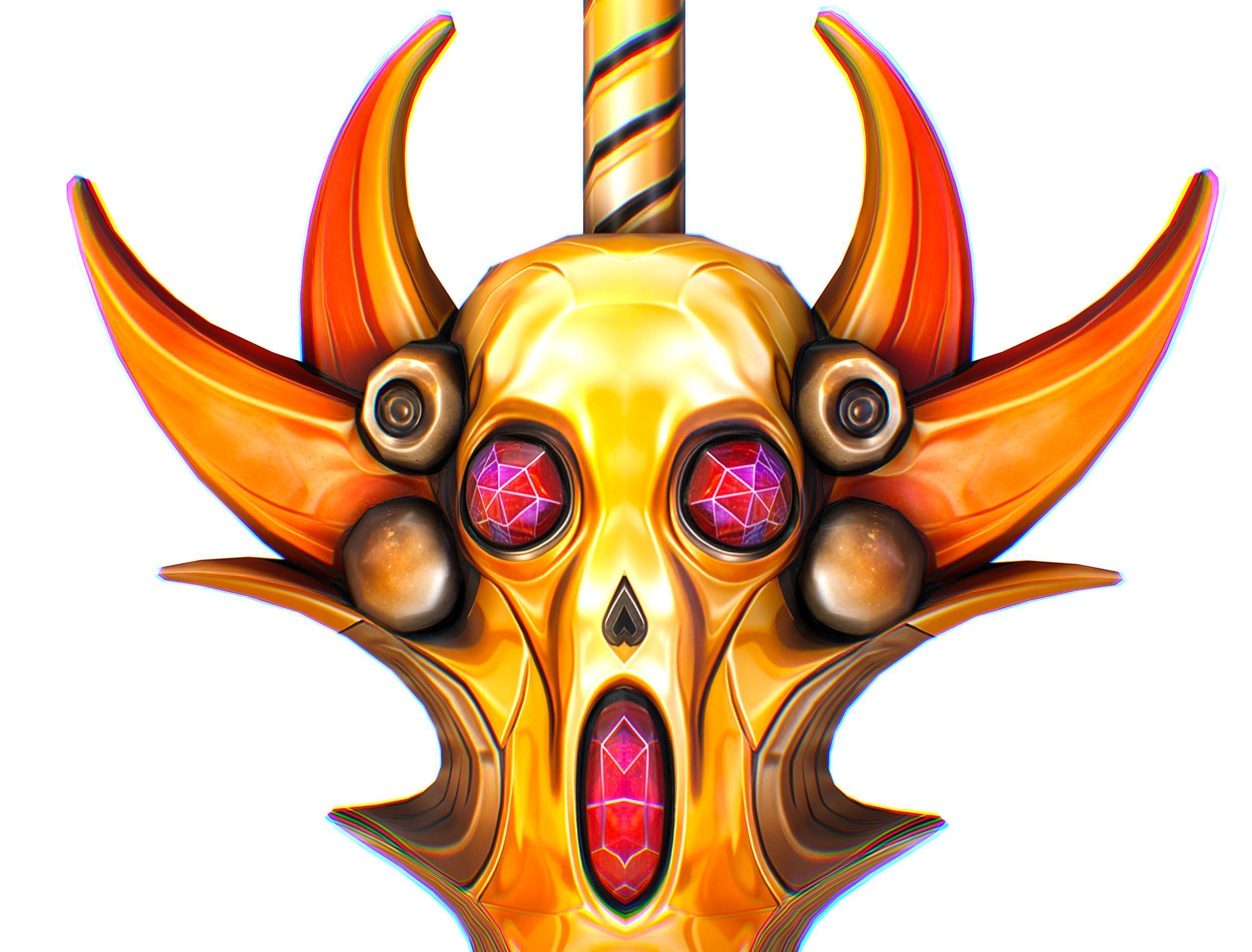 Lowpoly Demonic Sword Skull on Hilt Vector Style Low-poly 3D model_13