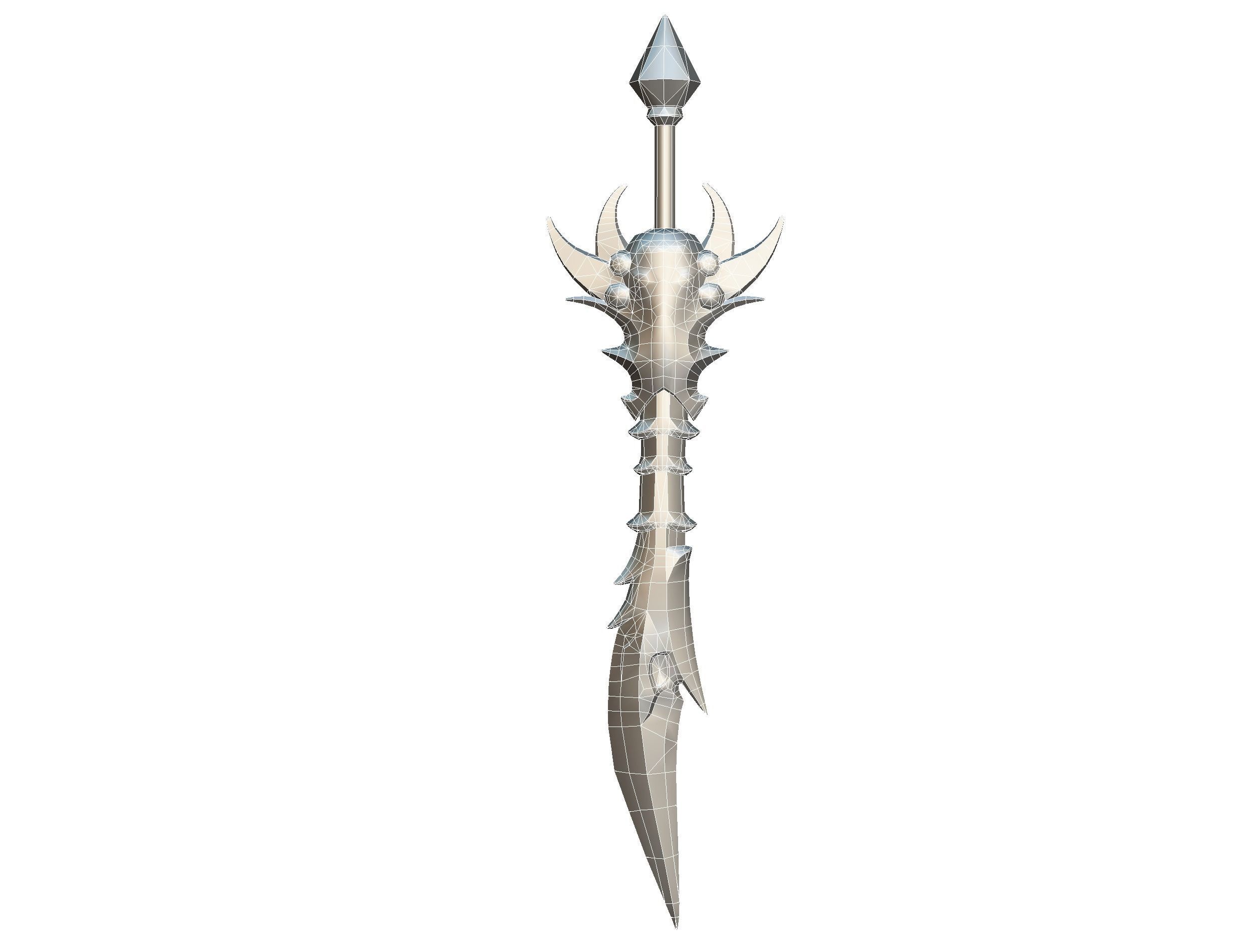 Lowpoly Demonic Sword Skull on Hilt Vector Style Low-poly 3D model_18