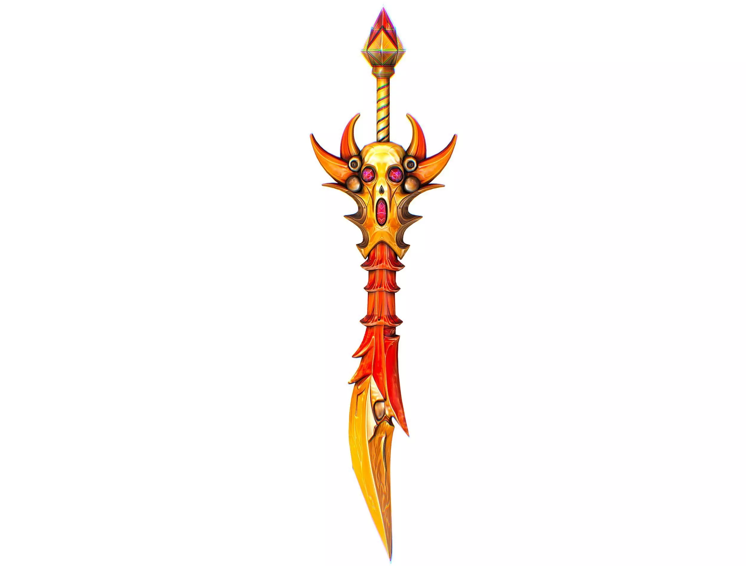 Lowpoly Demonic Sword Skull on Hilt Vector Style Low-poly 3D model_0
