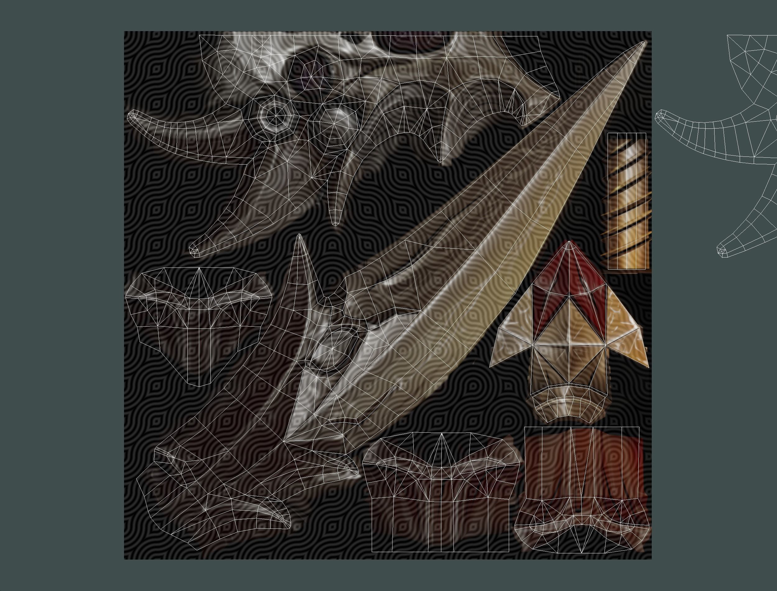 Lowpoly Demonic Sword Skull on Hilt Vector Style Low-poly 3D model_21