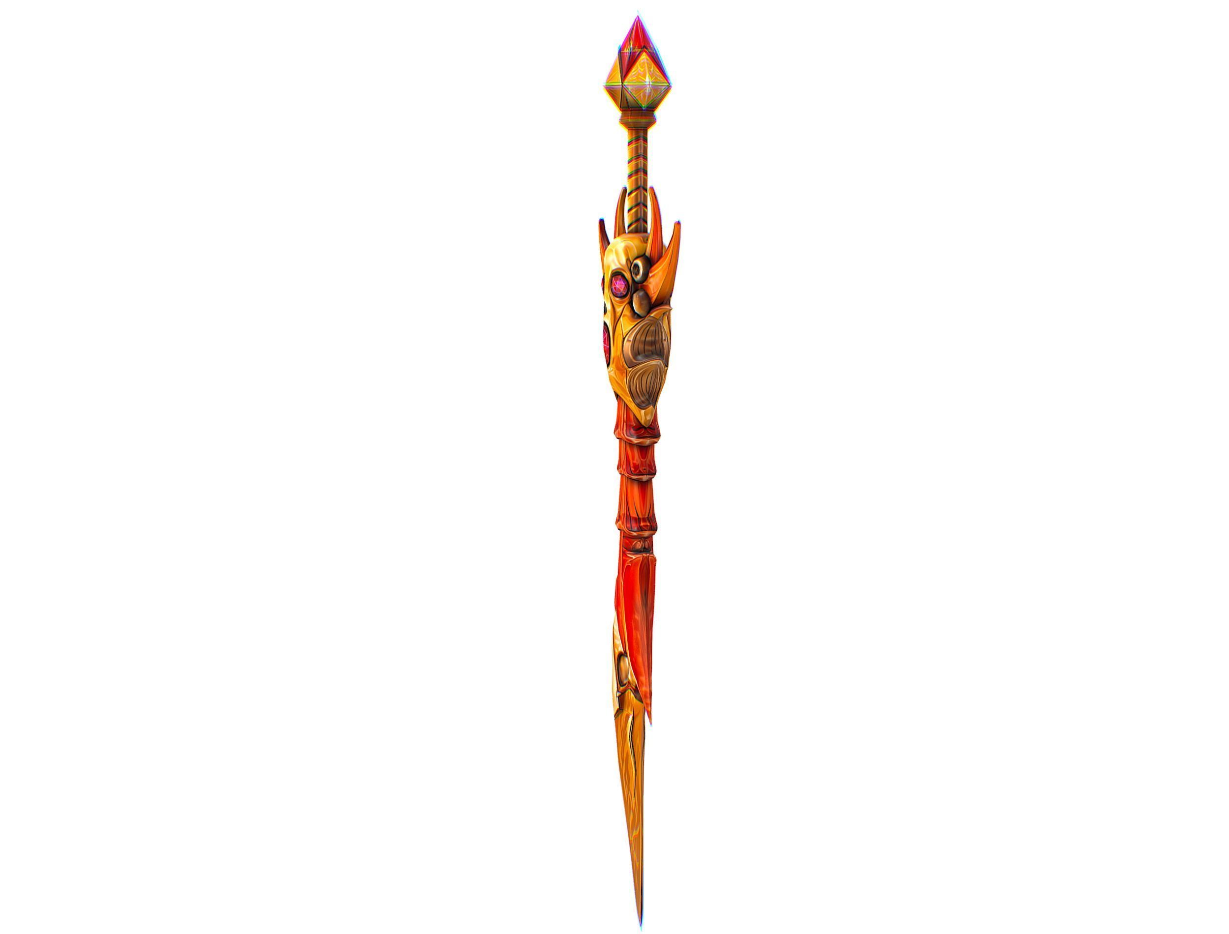 Lowpoly Demonic Sword Skull on Hilt Vector Style Low-poly 3D model_2