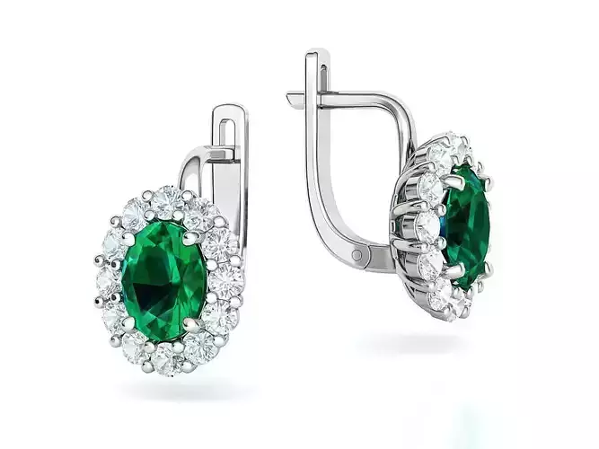 Oval Earrings Diana 8x6 1CT Oval Stone 3dmodel 3D print model