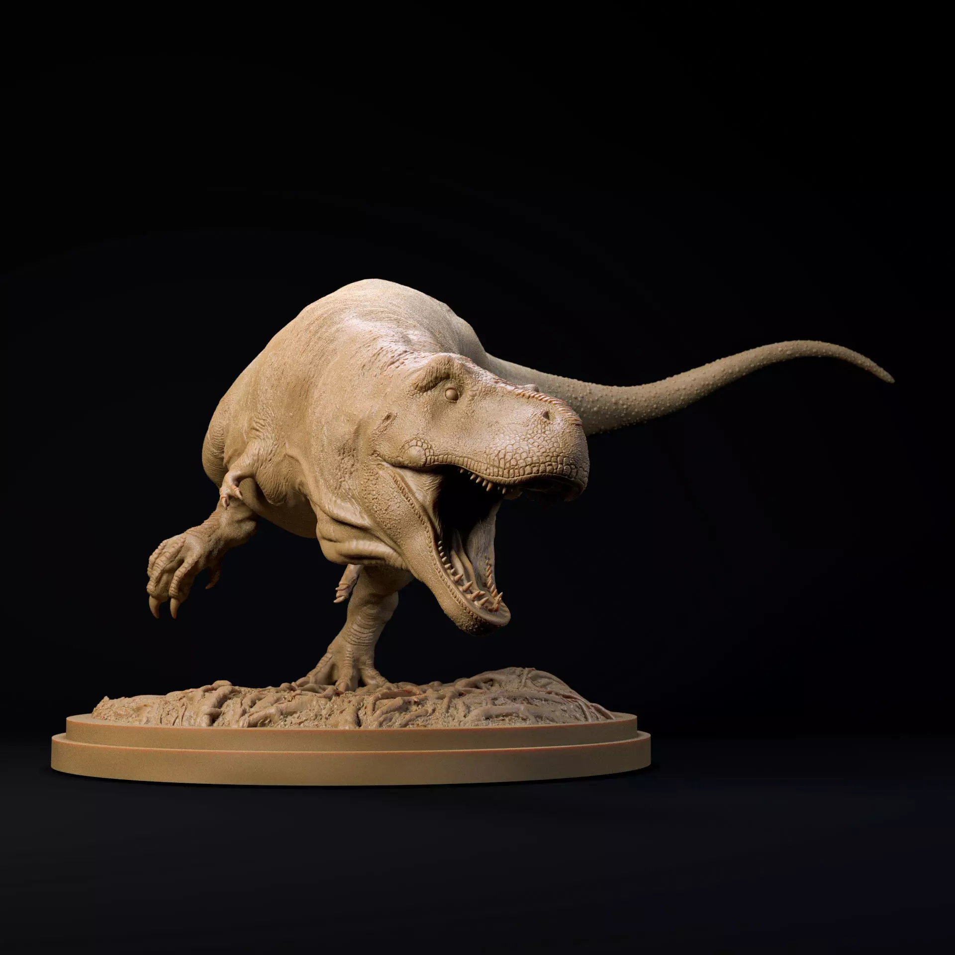 Tyrannosaurus chasing 32mm scale - pre-supported dinosaur 3D print model_0