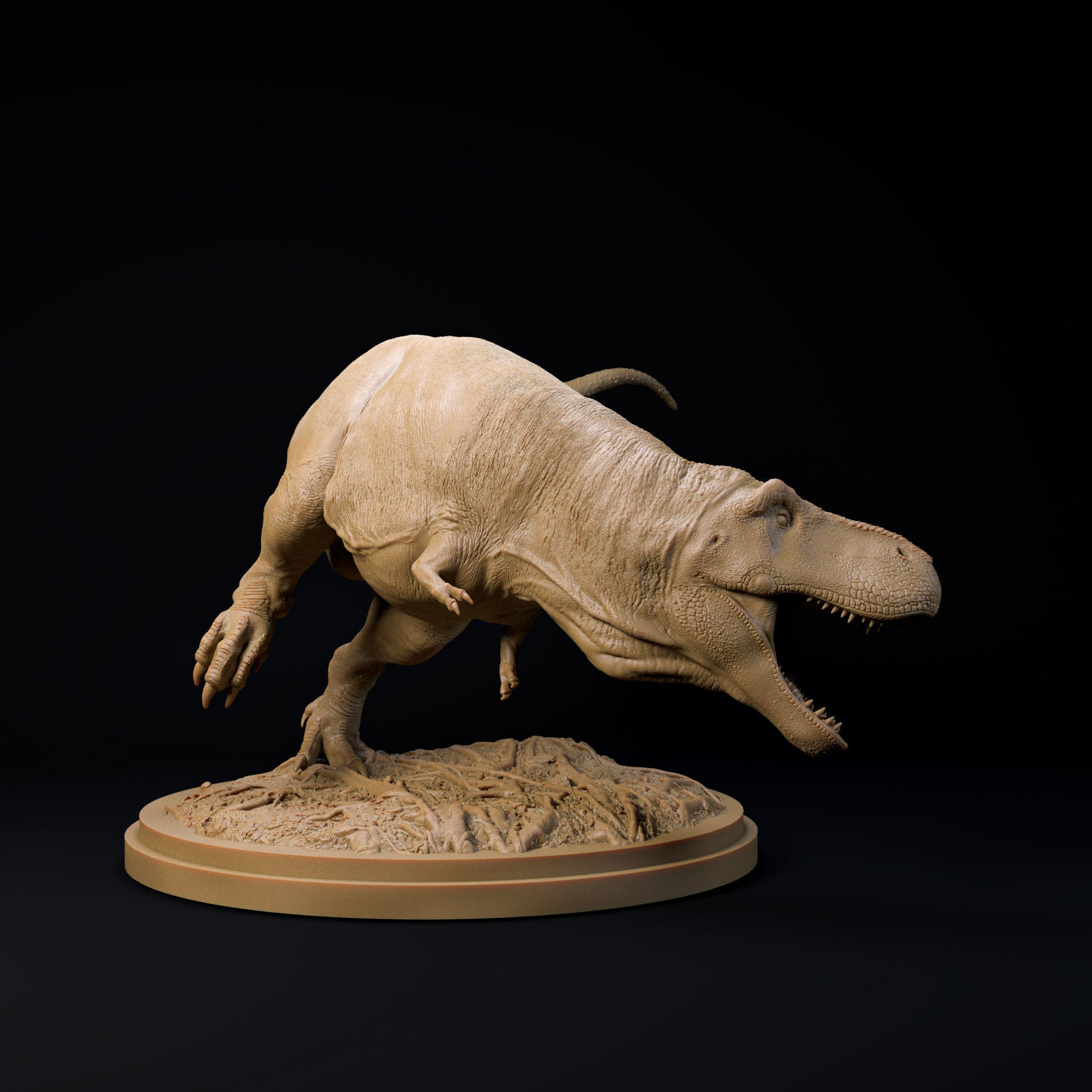 Tyrannosaurus chasing 32mm scale - pre-supported dinosaur 3D print model_4