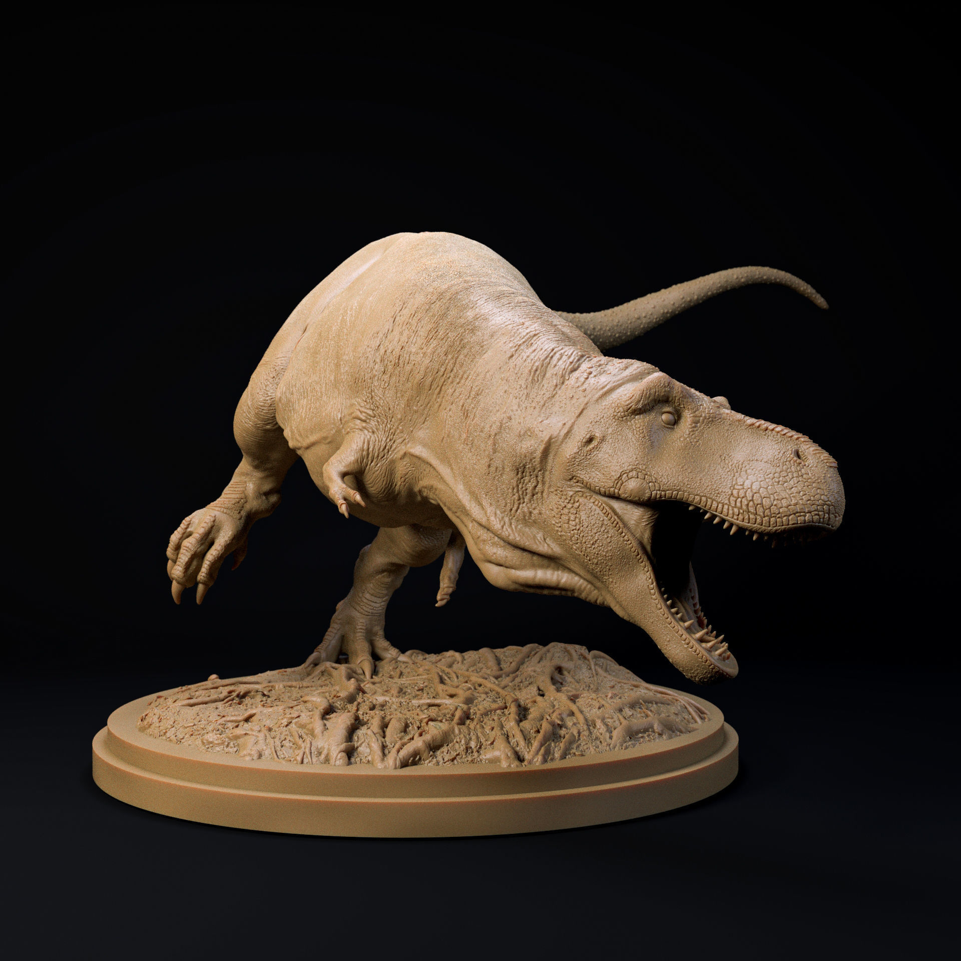 Tyrannosaurus chasing 32mm scale - pre-supported dinosaur 3D print model_1