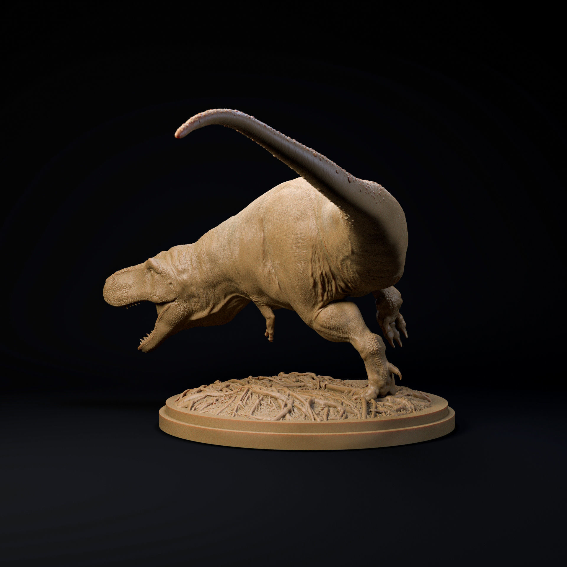 Tyrannosaurus chasing 32mm scale - pre-supported dinosaur 3D print model_3