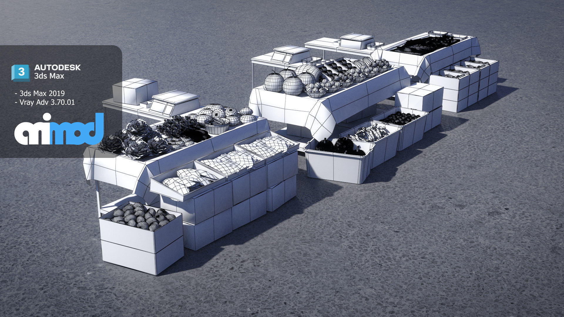 Vegetable Stand Market 3D model_6