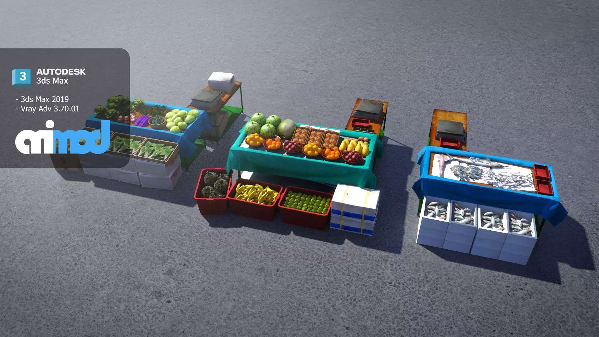 Vegetable Stand Market 3D model_0