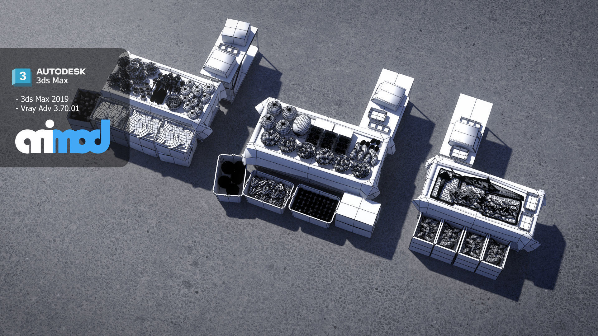 Vegetable Stand Market 3D model_9