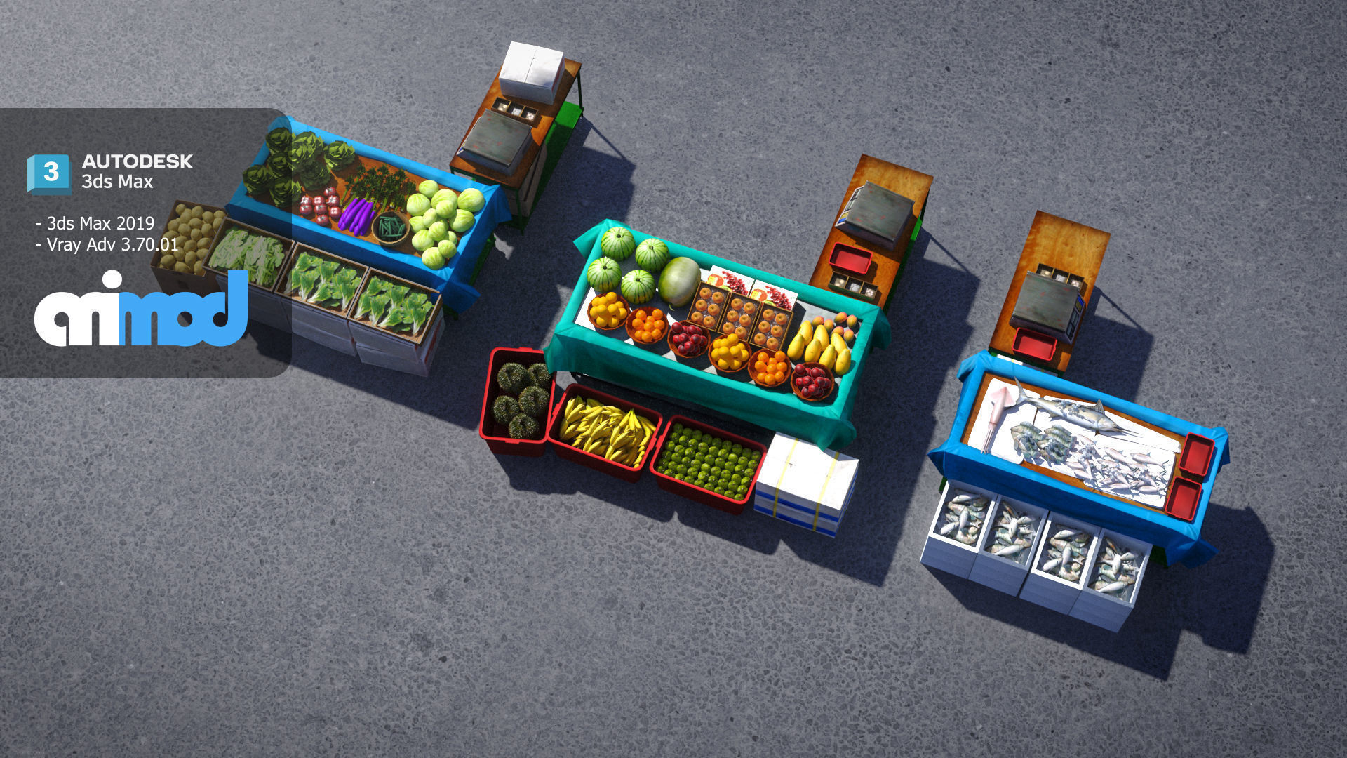 Vegetable Stand Market 3D model_4