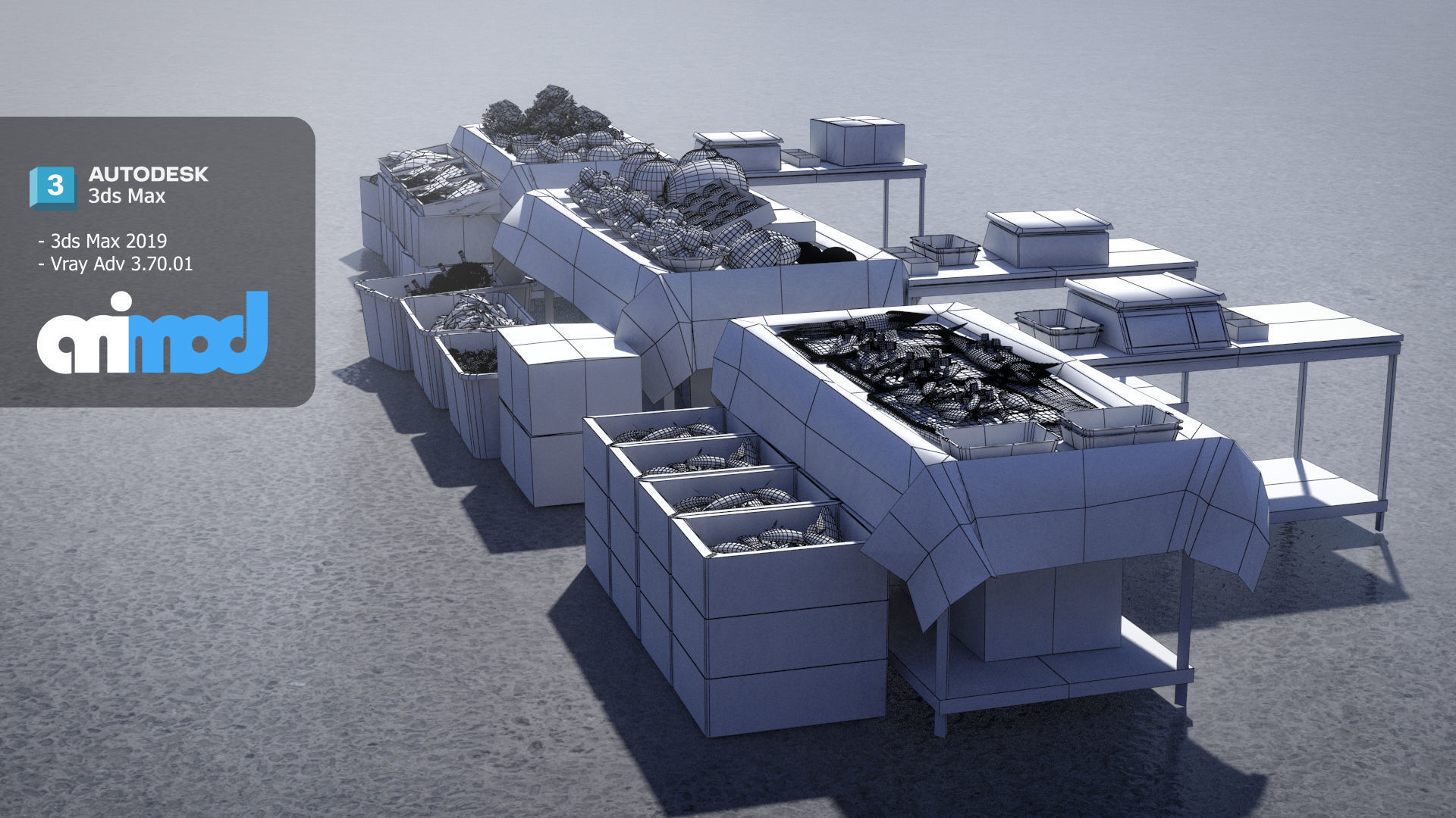 Vegetable Stand Market 3D model_7